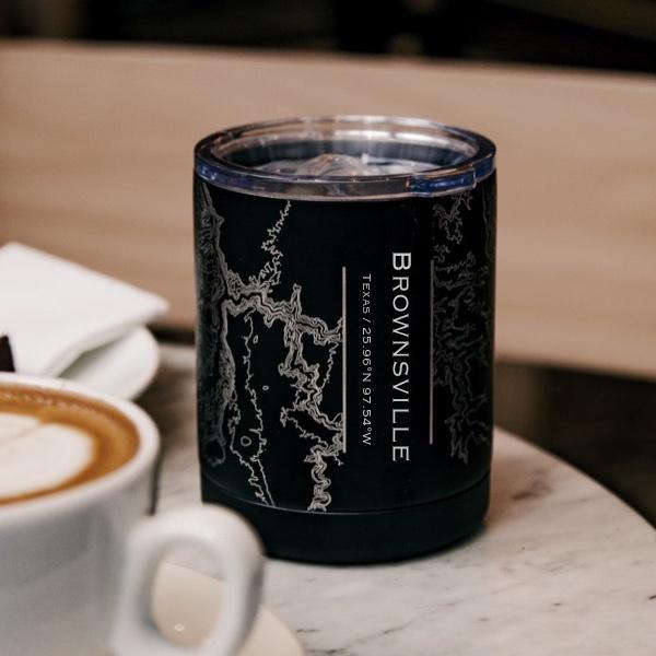 Brownsville - Texas Map Insulated Cup in Matte Black
