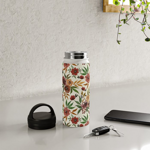 Autumn Flowers Handle Lid Water Bottle