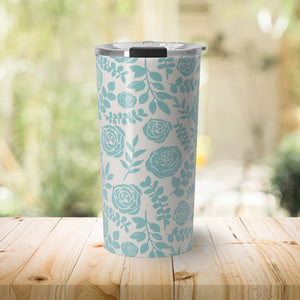 Baby Blue Floral Travel Coffee Mug